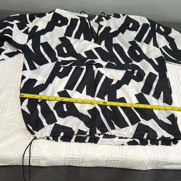 PINK Victoria's Secret Black and White Hoodie WinBreaker not sizes on tag - Picture 10 of 11
